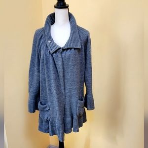 Vintage Suzie Ruffle Long Sleeve Cardigan Sweater ~L
